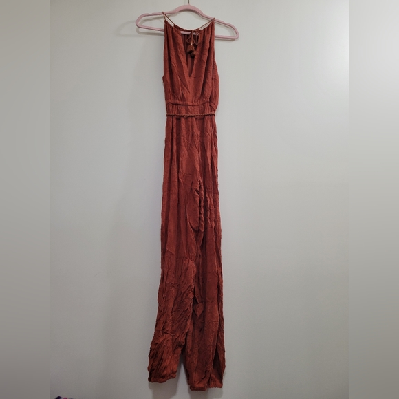 Anthro Elevenses burnt orange microplisse jumpsuit S - Picture 3 of 8